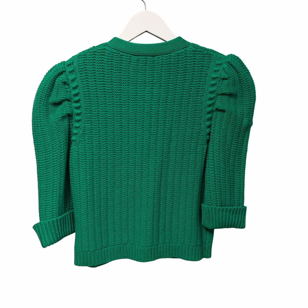 NWT L'Agence Delilah Crop Textured Cardigan Kelly Green Gold Knot Size Small - Picture 8 of 8